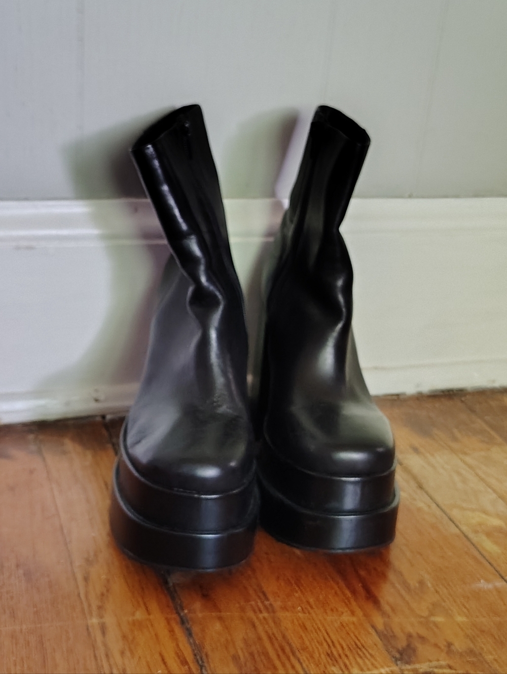 Steve Madden Womens Leather Platform Cobra Chunky Ankle Boots Black Size 8.5 - Picture 3 of 7